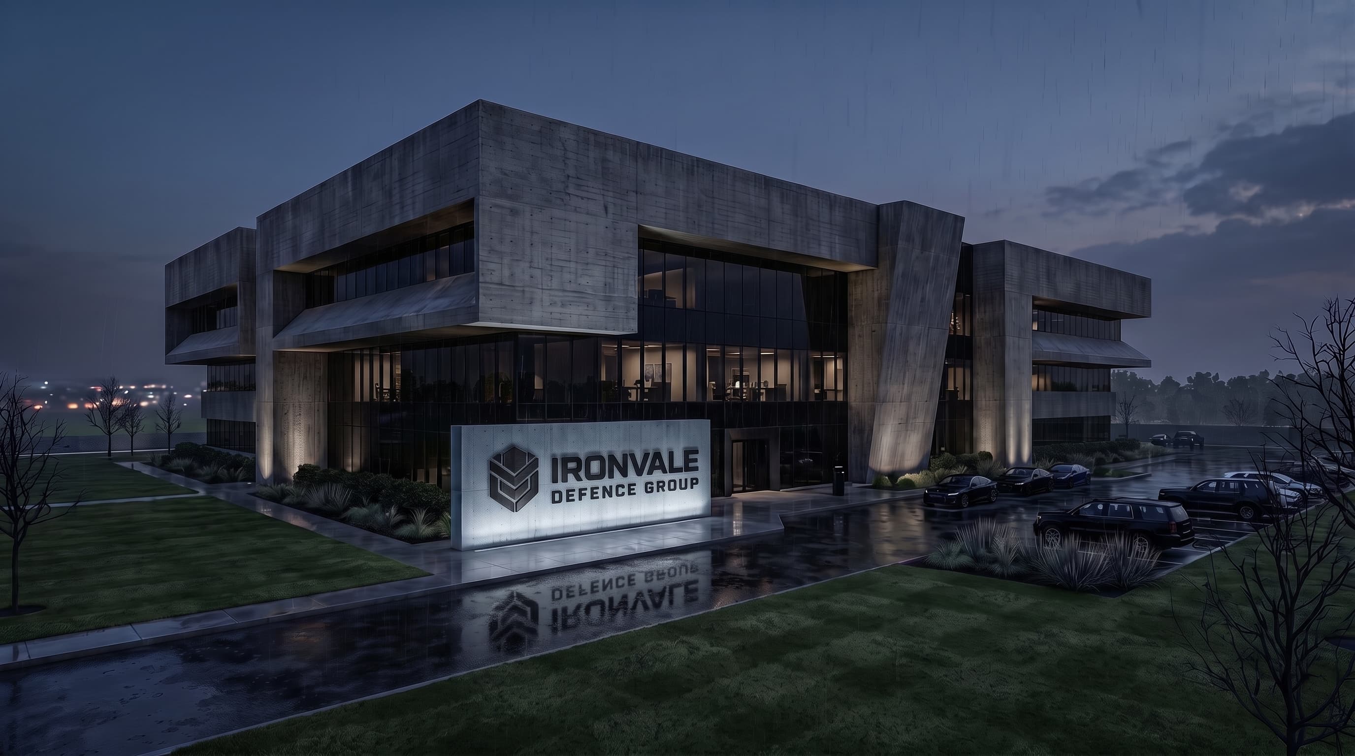 Ironvale headquarters at night